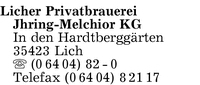 Licher Privatbrauerei Jhring - Melchior KG