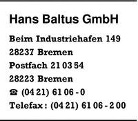 Baltus GmbH, Hans