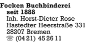 Focken Buchbinderei, Inh. Horst-Dieter Rose