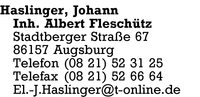 Haslinger Inh. Albert Fleschtz, Johann