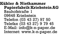 Kbler & Niethammer Papierfabrik Kriebstein AG