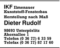 IKF Ilmenauer Kunststoff-Fensterbau Dieter Rudolf