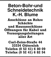 Beton-Bohr- und Schneidetechnik K.-H. Blume