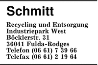 Schmitt Recycling und Entsorgung