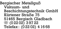 Bergischer Metallgu Vakuum- u. Beschichtungstechnik GmbH