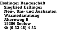 Esslinger Baugeschft, Siegfried Esslinger