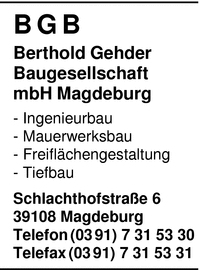BGB Berthold Gehder Baugeselschaft mbH Magdeburg