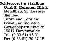 Schlosserei & Stahlbau GmbH Reinmar Klink