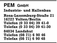 PEM GmbH Industrie- und Hallenbau