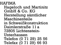 Hafima Hageloch und Martinitz, Apparatebau und Schweibetrieb GmbH & Co. KG