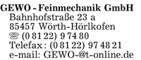 Gewo Feinmechanik GmbH