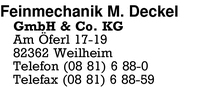 Feinmechanik M. Deckel, GmbH & Co. KG