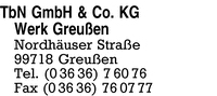 TbN GmbH & Co. KG Werk Greuen