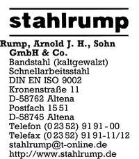 Rump Sohn GmbH & Co.,  Arnold J. H.
