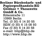 Berliner Brobedarf- und Papiergrohandels-KG Gdner & Thesenvitz GmbH & Co.