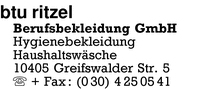 BTU Ritzel Berufsbekleidung GmbH