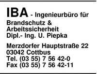 IBA-Ingenieurbro fr Brandschutz & Arbeitssicherheit Dipl.-Ing. U. Piepka
