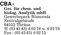 CBA-Gesellschaft fr chem. und biol. Analytik mbH