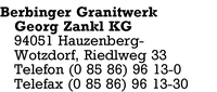 Berbinger Granitwerk Georg Zankl KG