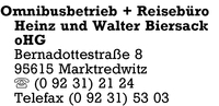 Omnibusbetrieb + Reisebro Heinz u. Walter Biersack oHG