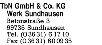 TbN GmbH & Co. KG Werk Sundhausen