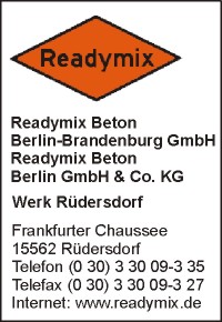 Readymix Beton Berlin-Brandenburg GmbH Readymix Beton Berlin GmbH & Co. KG Werk Rdersdorf
