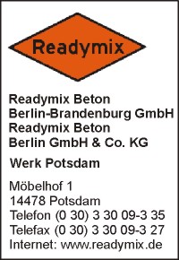 Readymix Beton Berlin-Brandenburg GmbH Readymix Beton Berlin GmbH & Co. KG Werk Potsdam