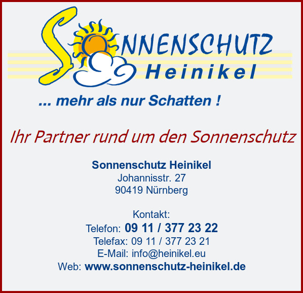 Firma Sonnenschutz Heinikel in Nürnberg - Branche(n): Jalousien Markisen  Rollläden