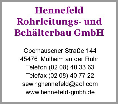 Hennefeld Rohrleitungs- u. Behlterbau GmbH