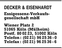 Decker & Eisenhardt Essigessenz-Verkaufsgesellschaft mbH