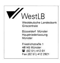 WestLB Westdeutsche Landesbank Girozentrale Dsseldorf Mnster, Hauptniederlassung Mnster