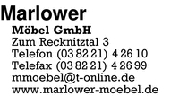 Firma Marlower Möbel GmbH in Marlow - Branche(n): Büromöbel Möbelhandel  Schulmöbel