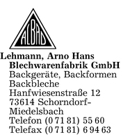 Lehmann Blechwarenfabrik GmbH, Arno Hans