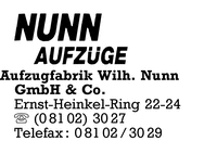 Aufzugfabrik W. Nunn GmbH & Co.