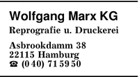 Marx, Wolfgang, KG, Reprografie und Druckerei