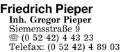 Pieper, Friedrich, Inh. Gregor Pieper