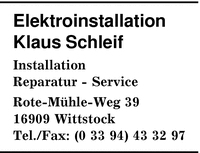 Elektroinstallation Klaus Schleif