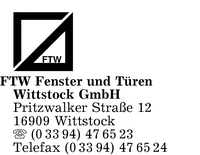 FTW Fenster und Tren Wittstock GmbH