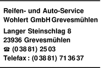 Reifen- und Auto-Service Wohlert GmbH Grevesmhlen