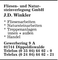 Fliesen- und Natursteinverlegung GmbH, J.-D. Winkler