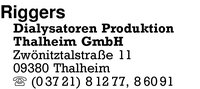 Riggers Dialysatoren Produktion Thalheim GmbH