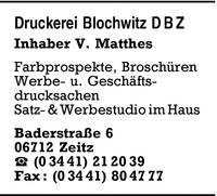 Druckerei Blochwitz, DBZ, Inh. V. Matthes