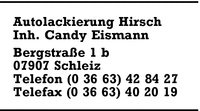 Autolackierung Hirsch Inh. Candy Eismann