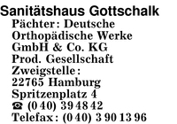 Sanittshaus Gottschalk Pchter Deutsche Orthopdische Werke GmbH & Co. KG, Prod. Gesellschaft