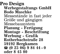 Pro Design Werbegestaltungs GmbH Bodo Maschke