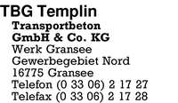 TBG Templin Transportbeton GmbH & Co. KG