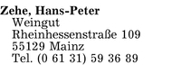 Zehe, Hans-Peter