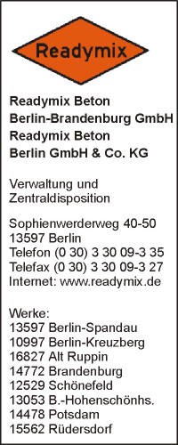 Readymix Beton Berlin-Brandenburg GmbH Readymix Beton Berlin GmbH & Co. KG