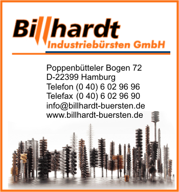 Firma Billhardt Industriebürsten GmbH in Hamburg - Branche(n): Drahtbürsten  Industriebürsten