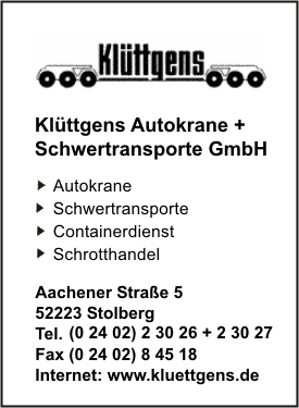 Klttgens Autokrane + Schwertransporte GmbH